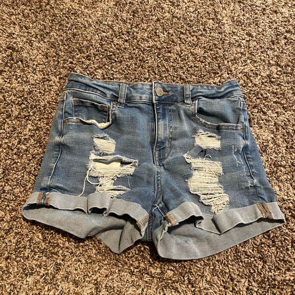 Aeropostale Blue Ripped Jean Shorts